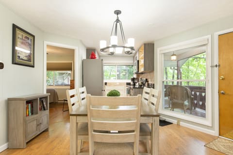 Enjoy the newly remodeled chalet with a custom European kitchen.