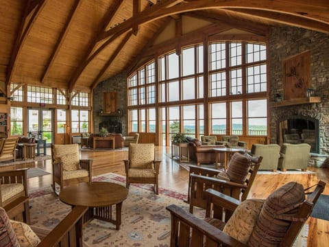 Relax in the Hearth Room at Soaring Eagle Lodge.