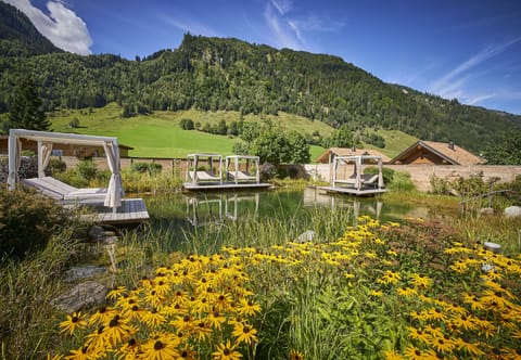 Indoor pool, outdoor pool, open 10:00 AM to 10 PM, pool umbrellas