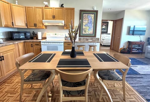 Dining room area with views of the lake