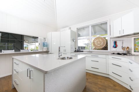 Luxury Villa | Private kitchen | Full-size fridge, microwave, oven, stovetop