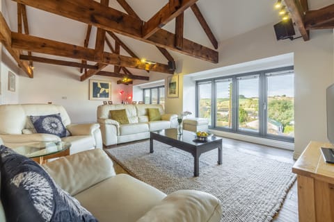 Copperhouse View, St Ives. First floor: Exposed beams, wooden floors and lovely views