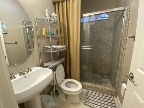 Large full granite shower stall to wash away your stress 