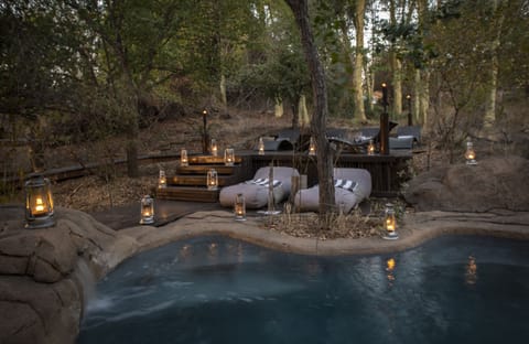 Outdoor pool, sun loungers