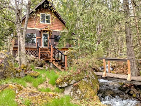 Cabin on the edge of the forest.