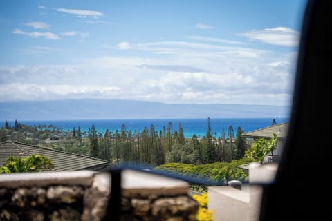 View from lanai/patio - Located in the highly desirable Kapalua Golf Villas Building 21 at the top of a hill overlooking the ocean and pines.