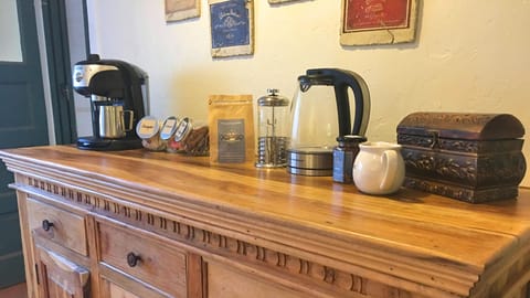 Coffee station and supplies.