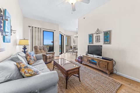 Living Area with Queen Size Sleeper Sofa and Views of the Beach and the Gulf