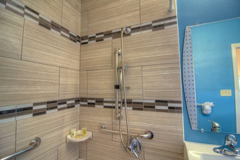 Standard Room, 1 Queen Bed, Accessible, Non Smoking | Bathroom shower