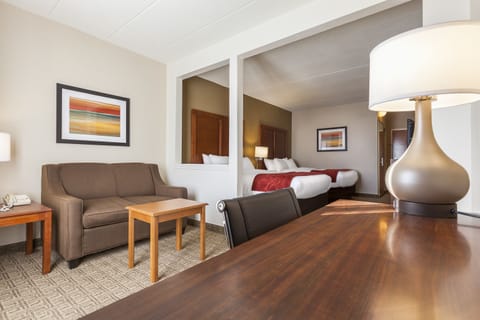 Suite, 2 Queen Beds, Non Smoking | Desk, laptop workspace, iron/ironing board, free cribs/infant beds