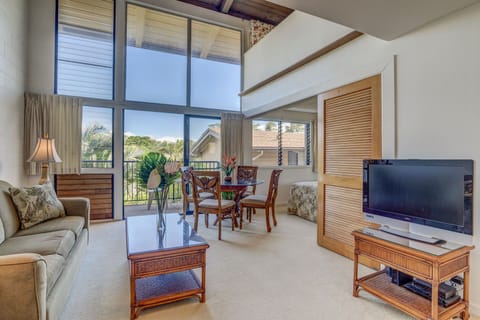 Living room with high ceilings