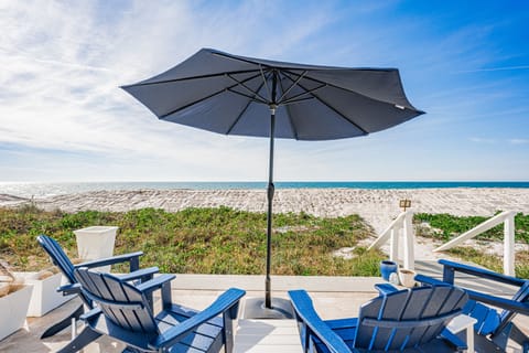 Beach level patio. One of three decks! 