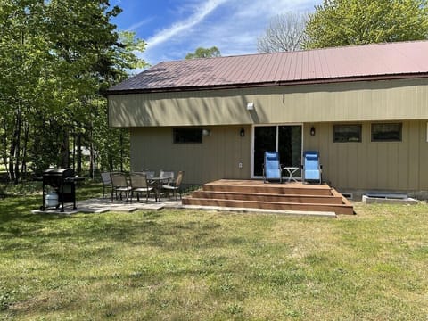 Recently added deck and patio area off dining room slider with gas grill
