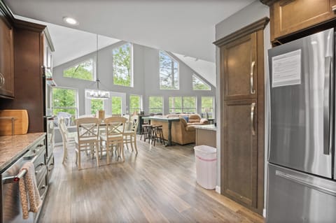 Updated kitchen with stainless steel appliances, double oven