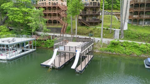 Lakefront home, Private 2 story dock with 2 slides