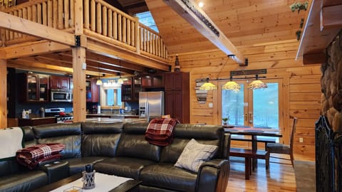 Leather sectional sofa and kitchen