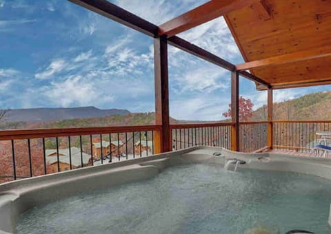 Breathtaking views while soaking in our brand new hot tub!