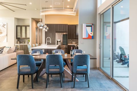 High ceiling dining area for a hearty meal with your family and friends