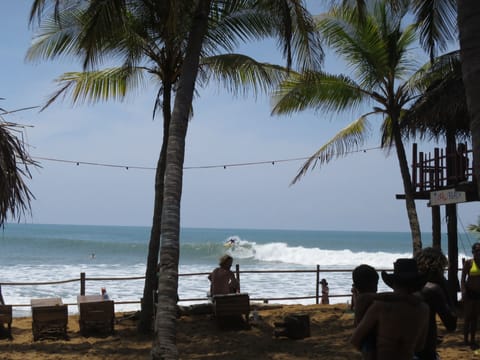On the beach, white sand