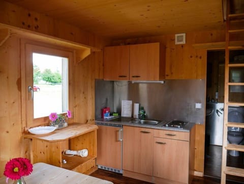 Almhütte Kampenwand | Private kitchenette | Fridge, stovetop, cookware/dishes/utensils