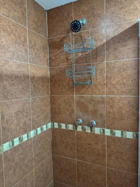 Standard Quadruple Room, 2 Double Beds | Bathroom | Shower, towels, soap, shampoo