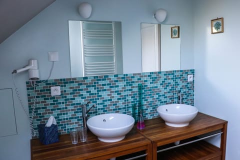 Double Room | Bathroom | Shower, rainfall showerhead, hair dryer, towels