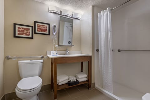 Room, 2 Queen Beds, Accessible, Non Smoking | Bathroom | Combined shower/tub, free toiletries, hair dryer, towels