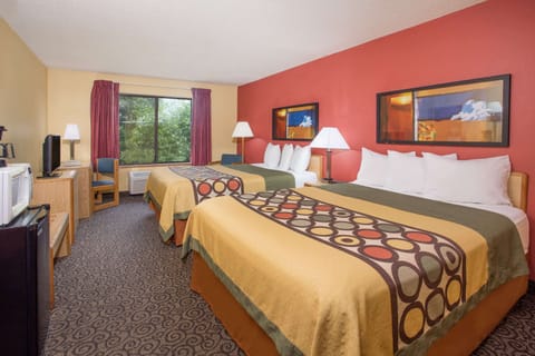 Standard Room, 2 Queen Beds | Desk, laptop workspace, blackout drapes, iron/ironing board