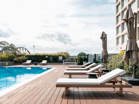 Outdoor pool, sun loungers