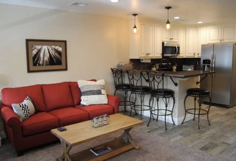 Fold out couch
Counter seating