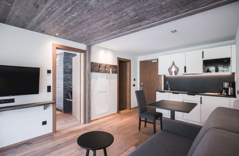 Exclusive Apartment, 1 Bedroom, Valley View, Mountainside | Private kitchen | Full-size fridge, microwave, espresso maker, coffee/tea maker