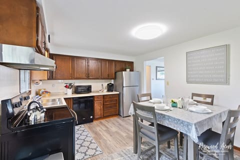 Eat in Kitchen with all your cooking and eating utensils 