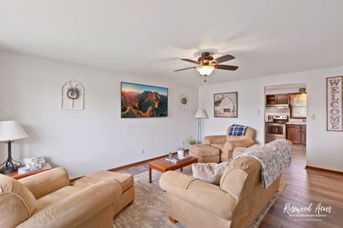 Cozy living room with a 65" Smart TV