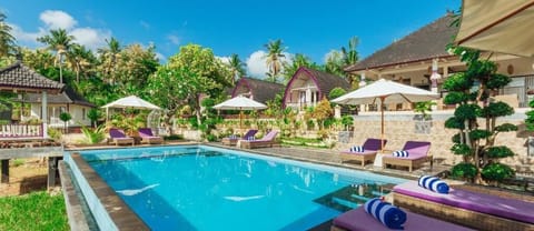 Outdoor pool, sun loungers