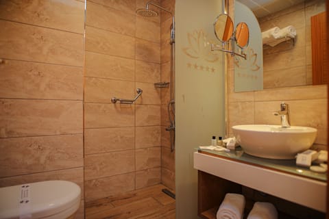 Hair dryer, bathrobes, slippers, bidet