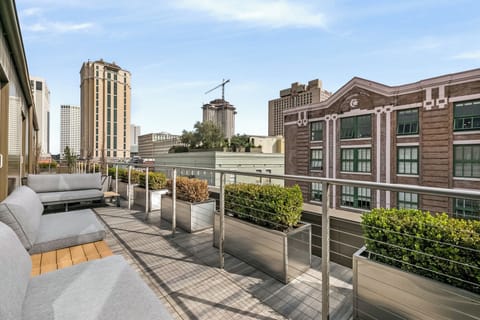 Extra deep balcony with cozy seating and coffee table. Perfect for morning and evening relaxing!