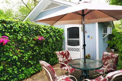 Seating area outside the cottage
