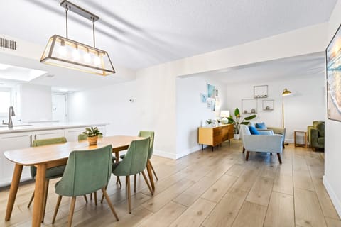 Kitchen/dining area seamlessly blends into living room area