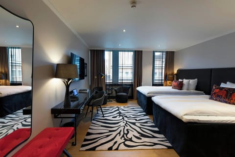 Room, 2 Double Beds | Minibar, in-room safe, desk, laptop workspace