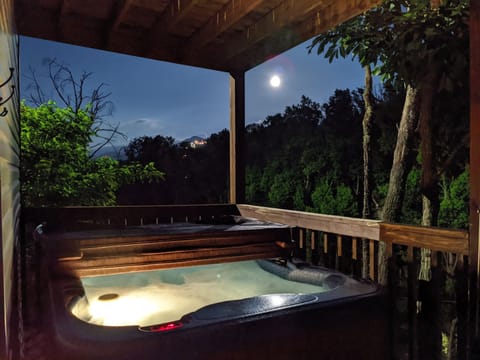 Hot Tub off primary bedroom with full moon view