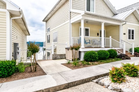 Stairs to the left of the main building.