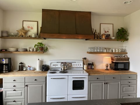 Kitchen with vintage stove.