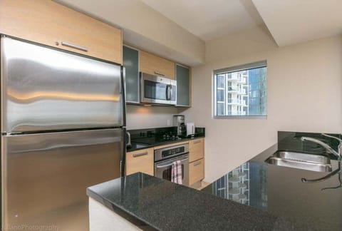 Room, Indoors, Kitchen, Refrigerator, Microwave