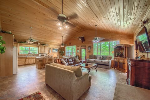 Open living room and kitchen.