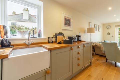 6 Sandy Lane, Carbis Bay. First floor: The bespoke kitchen area