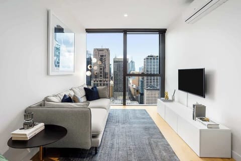 Open-planned living room with city view