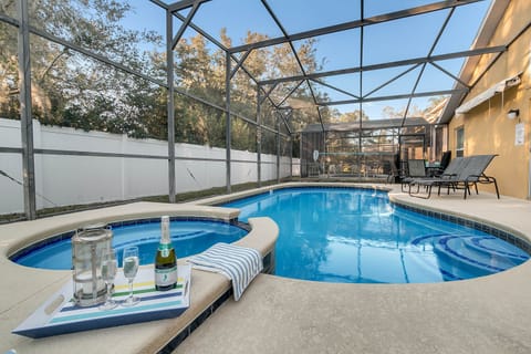 Hot tub for relaxing while the kids play in the game room