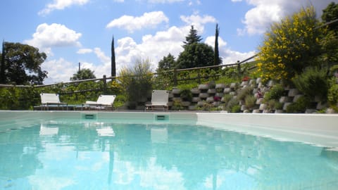 Seasonal outdoor pool, sun loungers