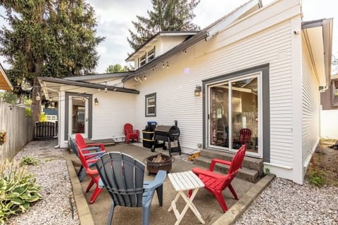 Backyard fire pit and Traeger grill