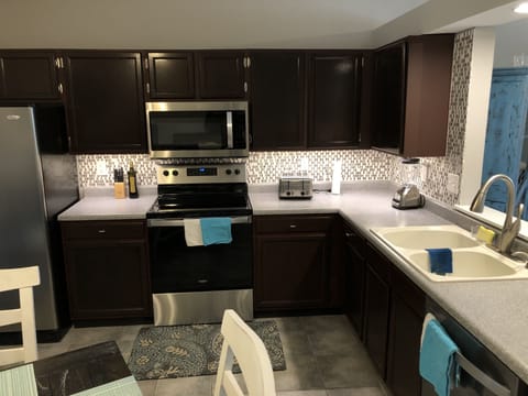 Kitchen and counter area; enjoy new stainless steel appliances!